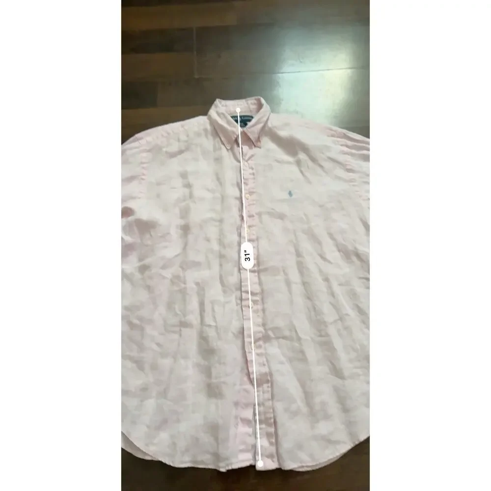 Rare Find Polo Ralph Lauren Blake Shirt 100% Linen Pink Button Down Mens Sz L